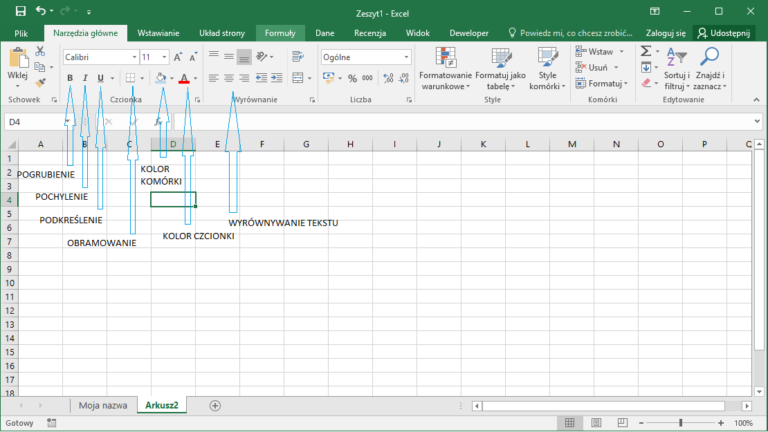 Formatowanie Kom Rek I Czcionek Excel Datatalk Pl