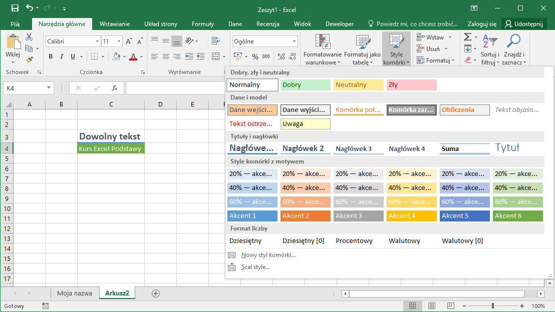 Kurs Excel Podstawy Budowa Arkusza 4 DataTalk Pl