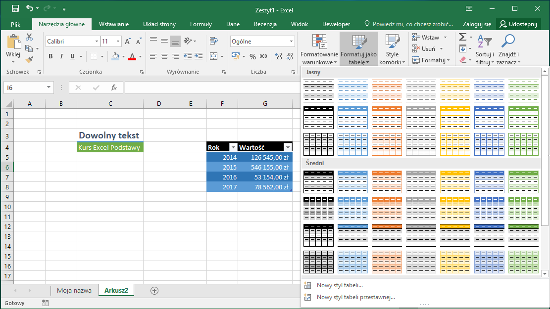 Podstawowe Elementy Programu Excel Skoroszyt Datatalk Pl