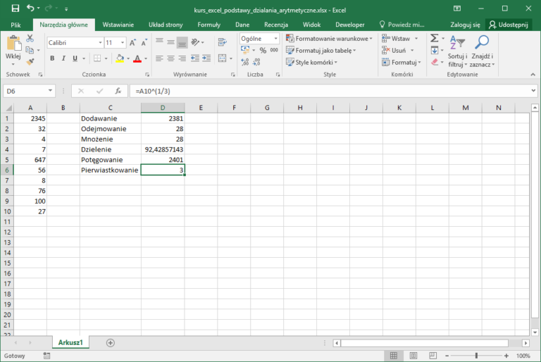 Jak Wykonywa Dzia Ania Arytmetyczne W Excel Datatalk Pl