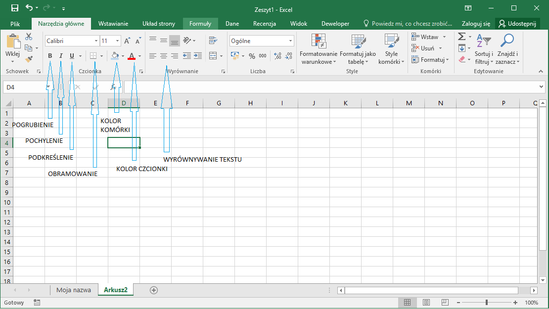 Kurs Excel Podstawy - Formatowanie komórek i czcionek