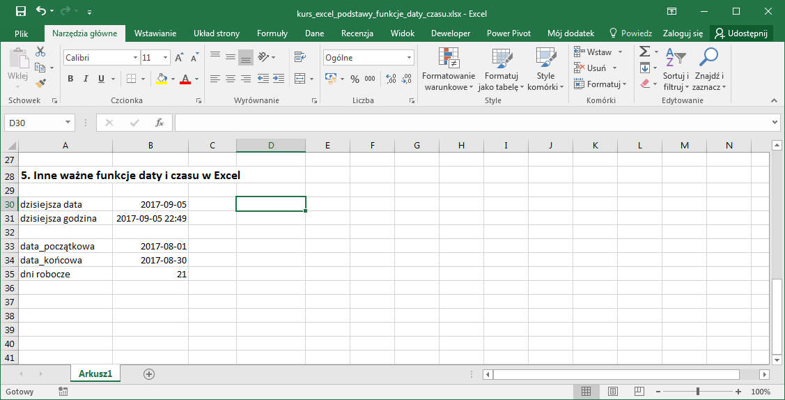 Excel dni robocze - Jak policzyć dni robocze w Excel