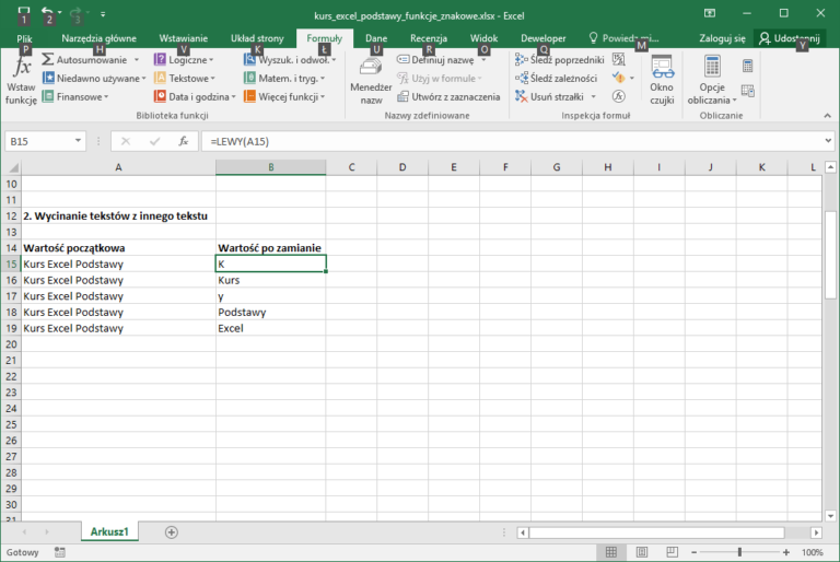 Najważniejsze Funkcje Tekstowe W Excel Datatalkpl 6125