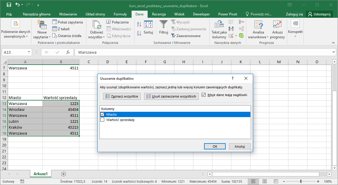 Excel Usuwanie Duplikatów Datatalkpl 2580